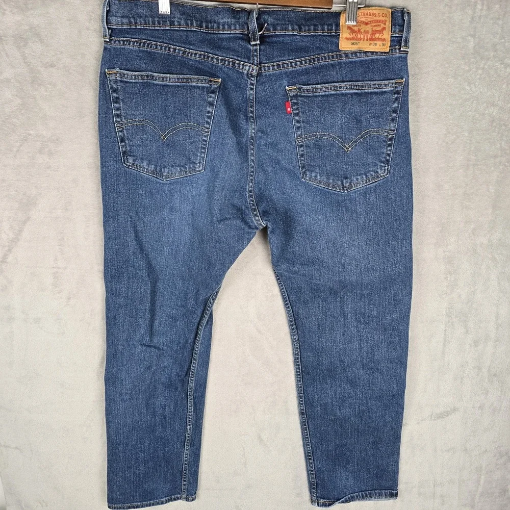 Levis 505 Regular Fit Mens‎ Jeans 36x30 Medium Wash Blue Straight Leg 00505-1959